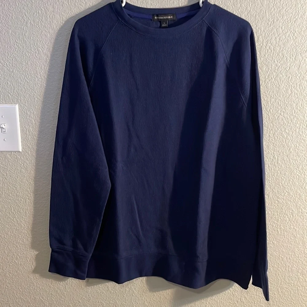 Men's Banana Republic Dark Blue Crewneck Pullover Sweater Size Large GUC #4395